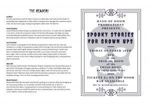 Spooky Stories for Grown Ups programme page 4 & cover